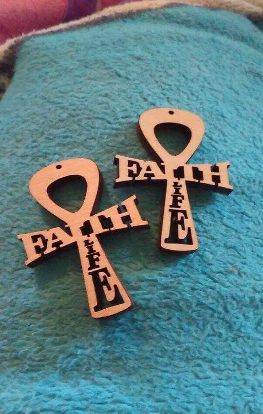 "Faith Life" Wood 2" Earrings